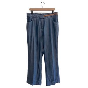 Soft Surroundings | Wide Leg Lightweight Chambray Pull On Pant Size Large